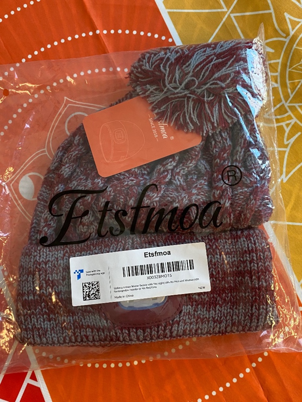 Etsfmoa Unisex Winter Beanie with LED Rechargable Headlight